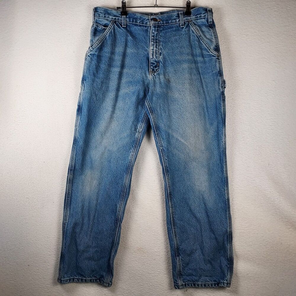 Carhartt Flannel Lined Carpenter Jeans 36x30 Mens Dungaree Fit Denim